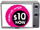 $10 Now button in tv frame