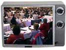 wide shot of convention in tv frame
