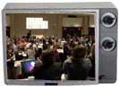 wide shot of convention in tv frame