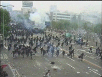 Korean Riot Police attack workers