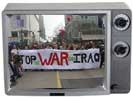 Peace march image inside tv frame
