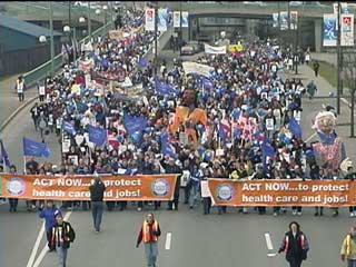 HEU protest marches converge