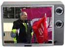 Paramedics' rally in tv frame