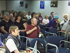 Social Services workers and clients at local union meeting