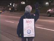 Early morning picketer