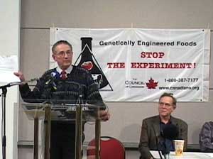 Percy Schmeiser speaking at the Vancouver Public Library