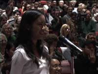 Student at microphone