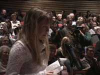 Student at microphone