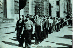 camp workers march